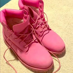 Pink Timberland boots